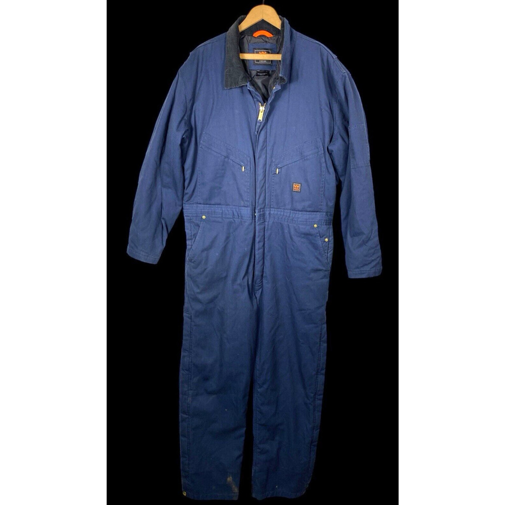 Walls Coveralls Size L Blue Corduroy Collar Workwear Work Wear Canvas Insulated